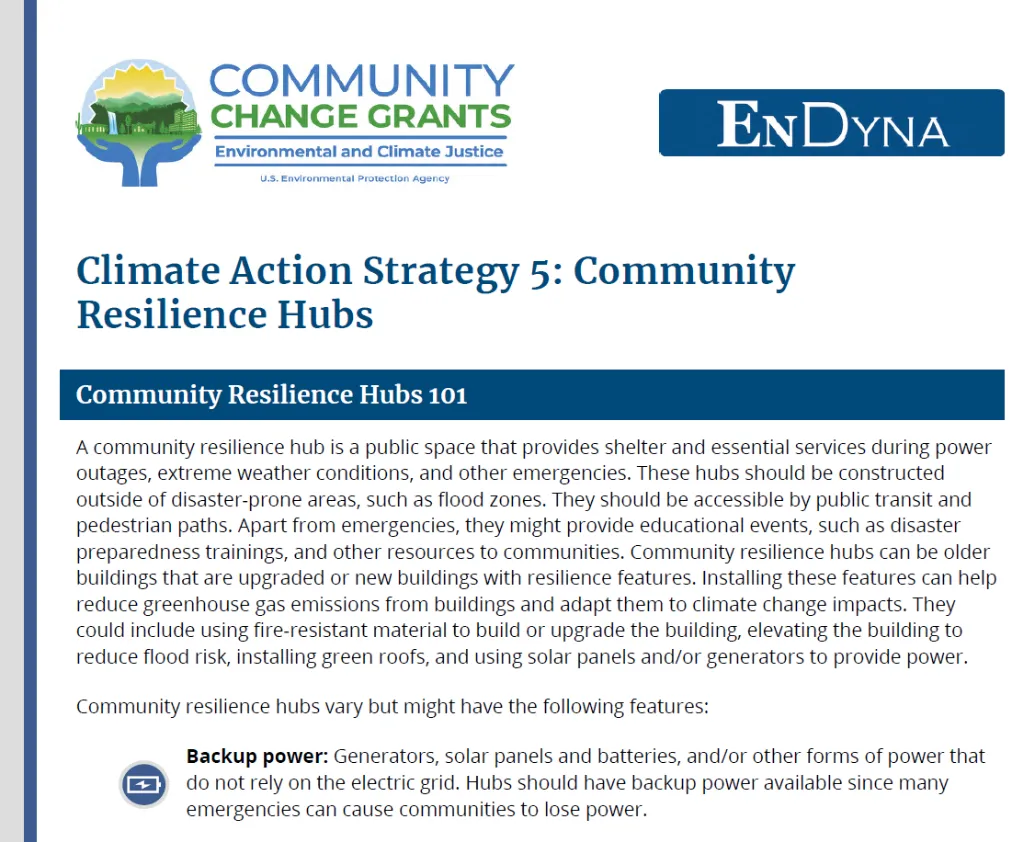 Climate Action Strategy 5: Community Resilience Hubs