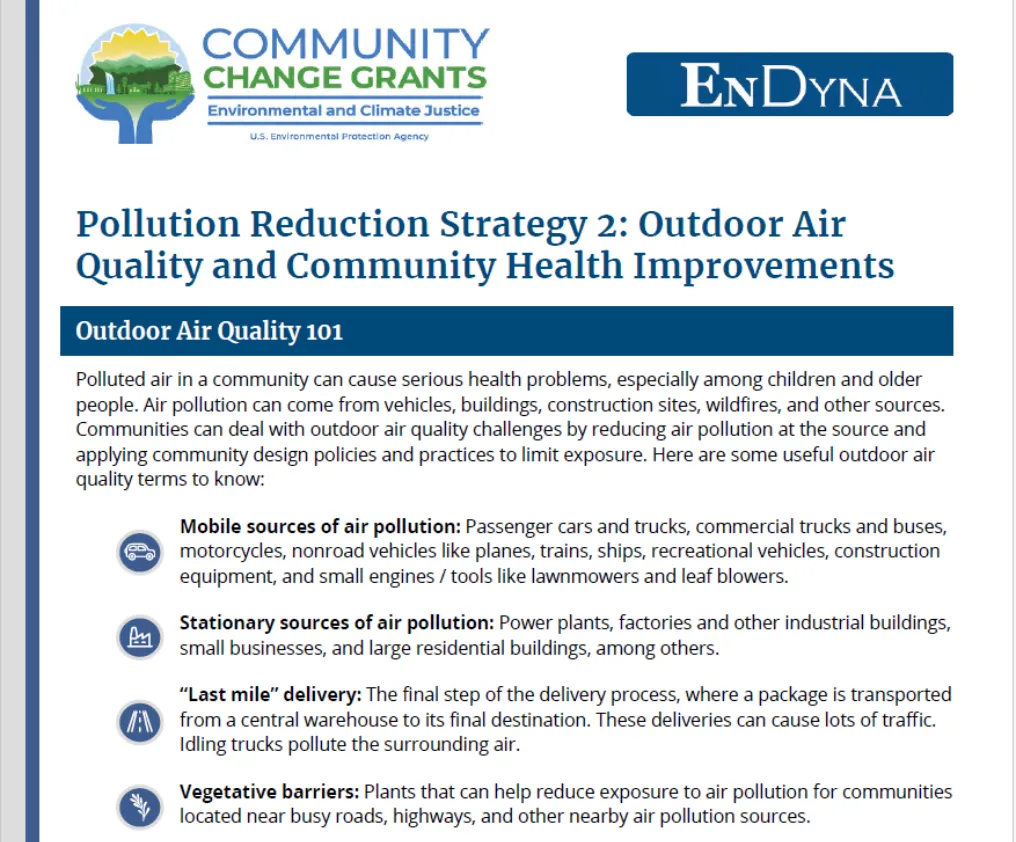 Pollution Reduction Strategy 2: Outdoor Air Quality and Community Health Improvements