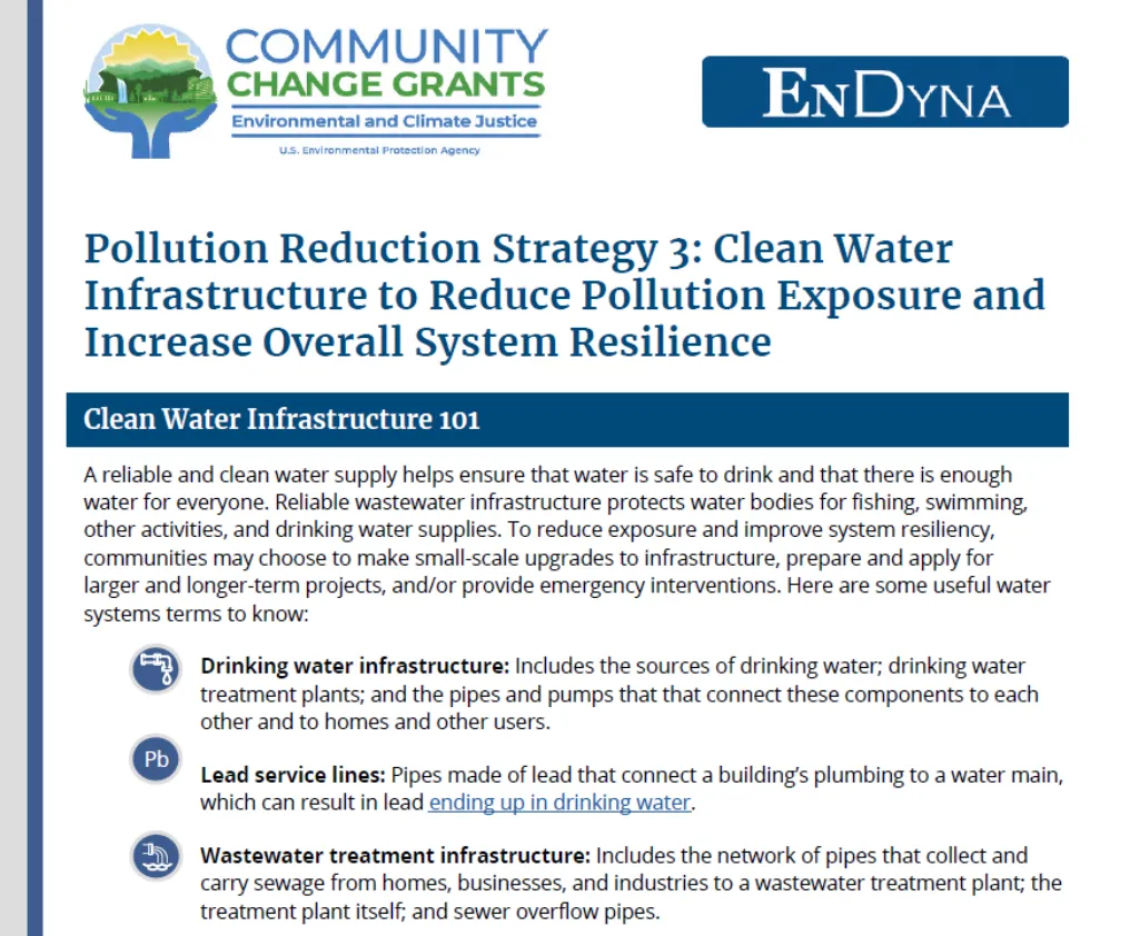 Pollution Reduction Strategy 3: Clean Water Infrastructure to Reduce Pollution Exposure and Increase Overall System Resilience
