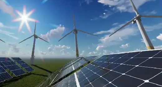 Solar panels and wind energy plants